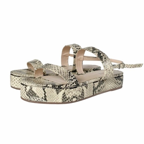 NEW Schutz Sally Leather Embossed Snake Print Flatform Platform Sandals Size 7 - Picture 2 of 12